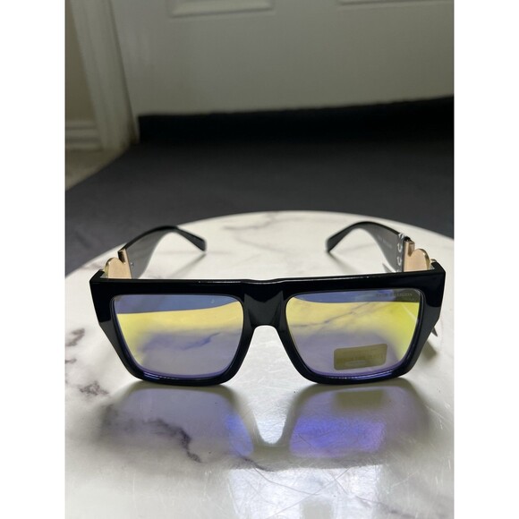 NWT Womens True Religion Sunglasses TRM1784X Black/Gold Reflectiv Oversized $90 main image 4